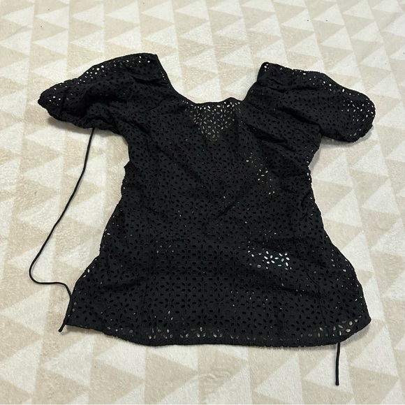 J crew back puff sleeve top eyelet black - Picture 3 of 3